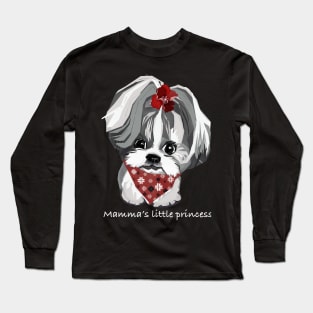 Shih Tzu Dog’s Cute Portrait in Digital Pop Art Style Long Sleeve T-Shirt